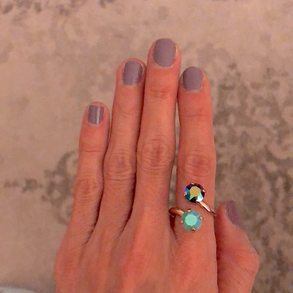 Iridescent Turquoise + Peacock Fuchsia Teal Rose Gold Crystal Ring - Picture 15 of 15